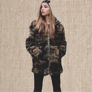 Army Sherpa hoodie, zip up jacket